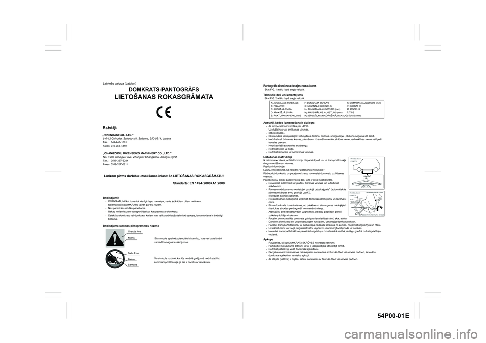 SUZUKI GRAND VITARA 2022  Owners Manual 54P00-01E
Pantogr—fa domkrata detaºas nosaukums Skat FIG. 1 attlu lap— angºu valod—. Tehniskie dati un izmantojums Skat FIG. 2 attlu lap— angºu valod—. �
�
�
�
�
�
Apst—k