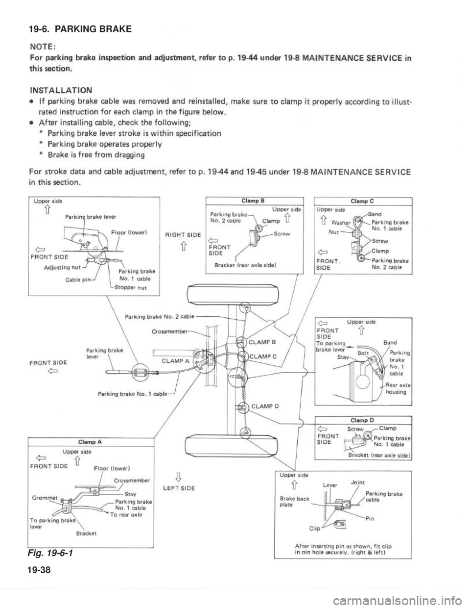 SUZUKI GRAND VITARA 1987 Service Repair Manual Fig. 19-6-1
19-38
19-6. PARKING BRAKE SUZUKI GRAND VITARA 1987 Service Repair Manual Fig. 19-6-1
19-38
19-6. PARKING BRAKE