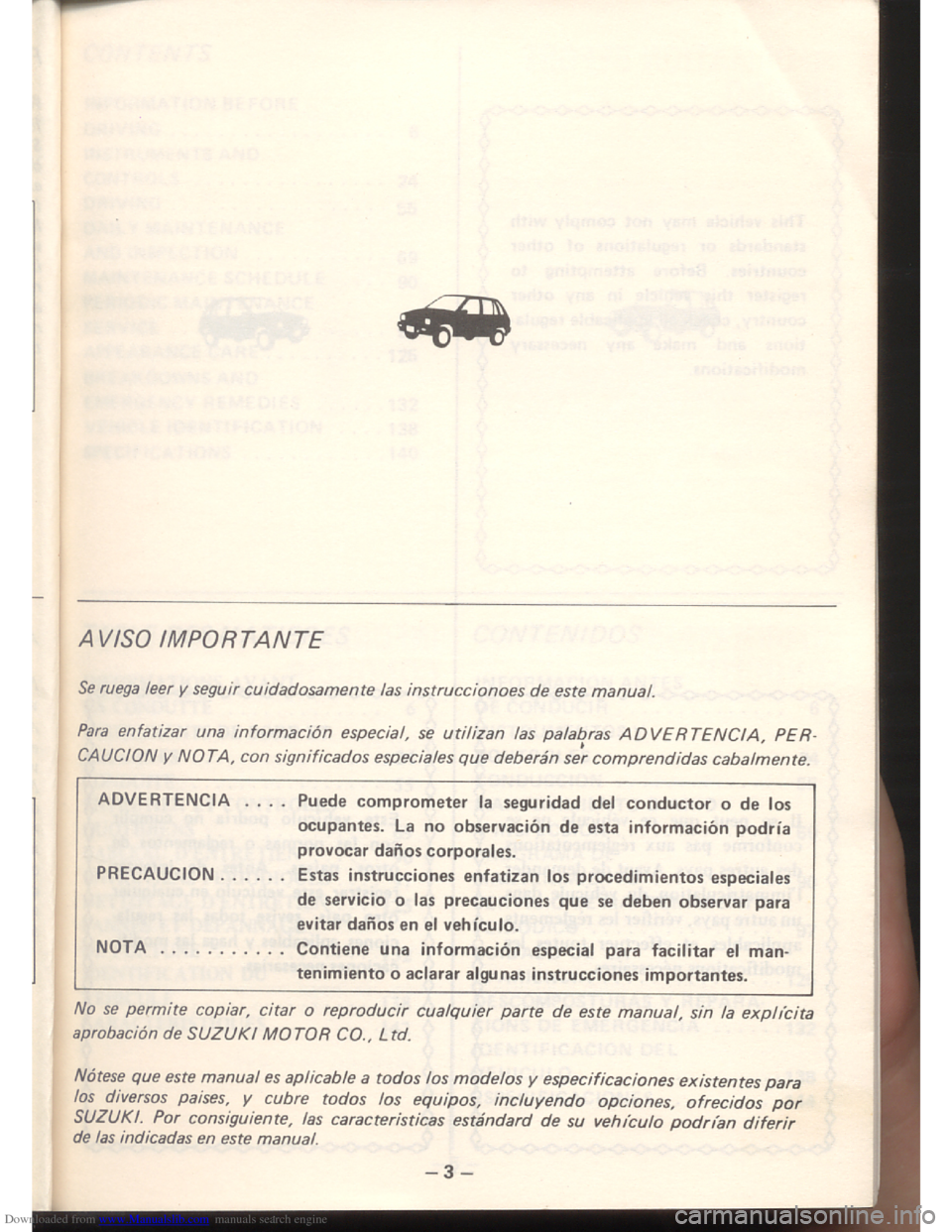 SUZUKI ALTO 1985 2.G Owners Manual Downloaded from www.Manualslib.com manuals search engine   