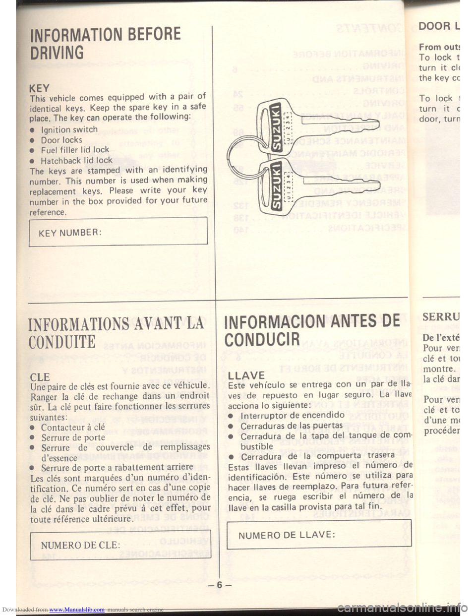 SUZUKI ALTO 1985 2.G Owners Manual Downloaded from www.Manualslib.com manuals search engine   