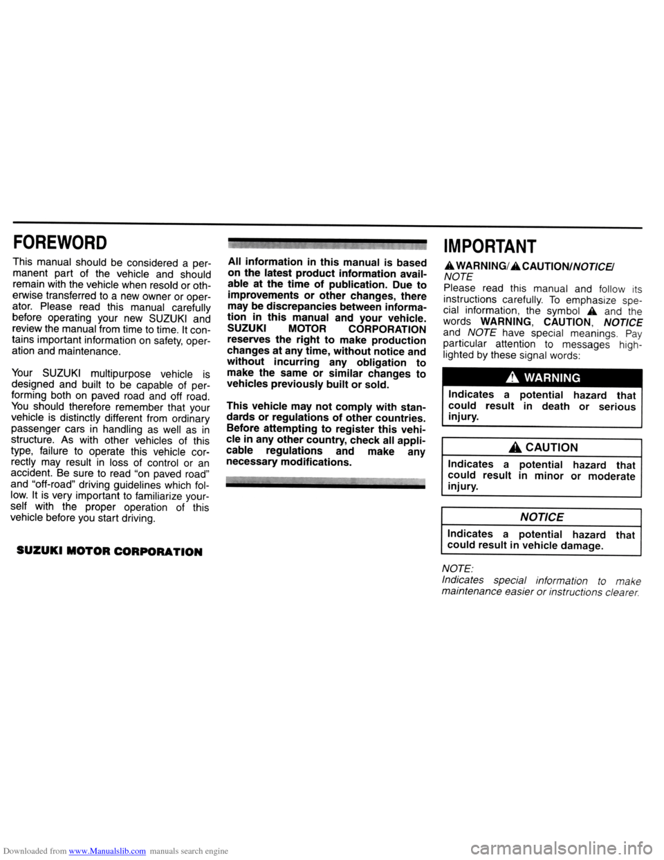 SUZUKI GRAND VITARA 2005 3.G Owners Manual Downloaded from www.Manualslib.com manuals search engine SUZUKI GRAND VITARA 2005 3.G Owners Manual Downloaded from www.Manualslib.com manuals search engine
