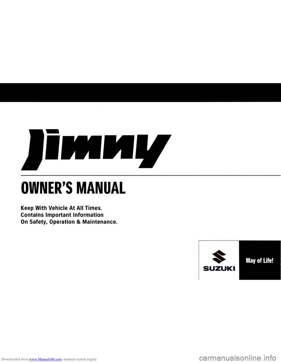 SUZUKI JIMNY 2005 3.G Owners Manual Downloaded from www.Manualslib.com manuals search engine   