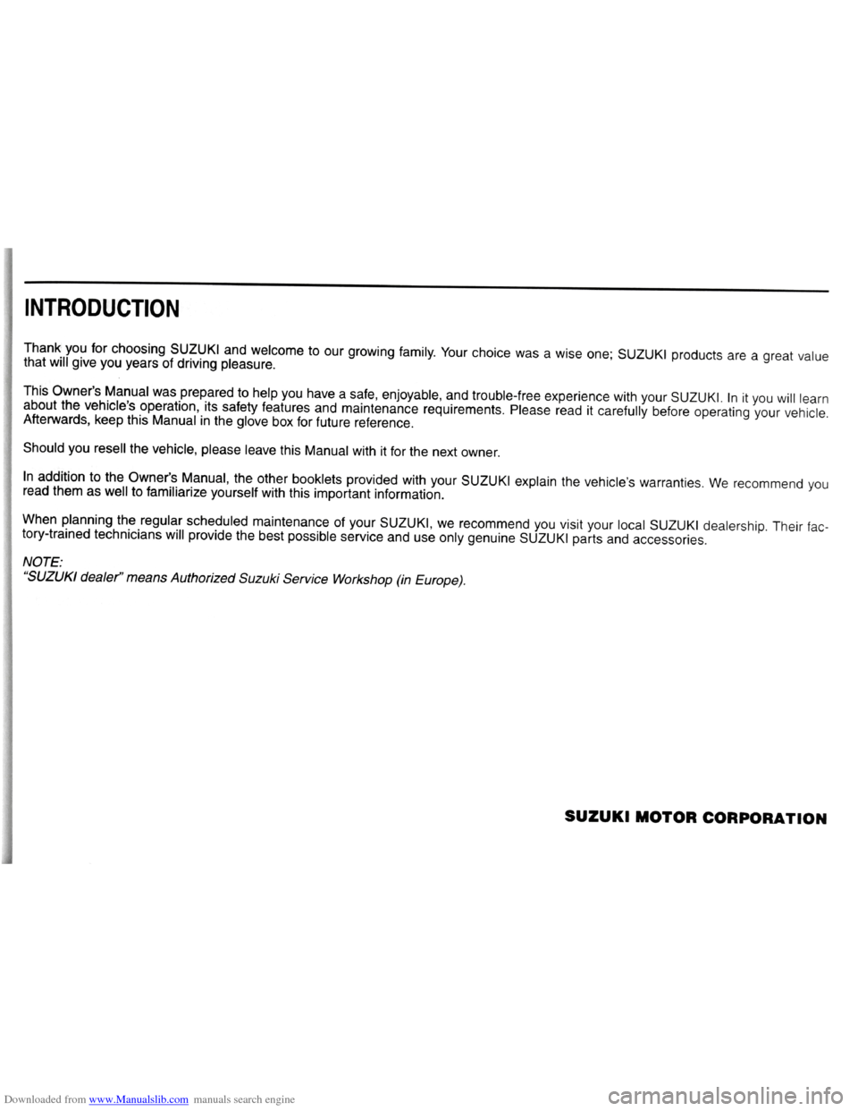 SUZUKI KIZASHI 2009 1.G Owners Manual Downloaded from www.Manualslib.com manuals search engine SUZUKI KIZASHI 2009 1.G Owners Manual Downloaded from www.Manualslib.com manuals search engine
