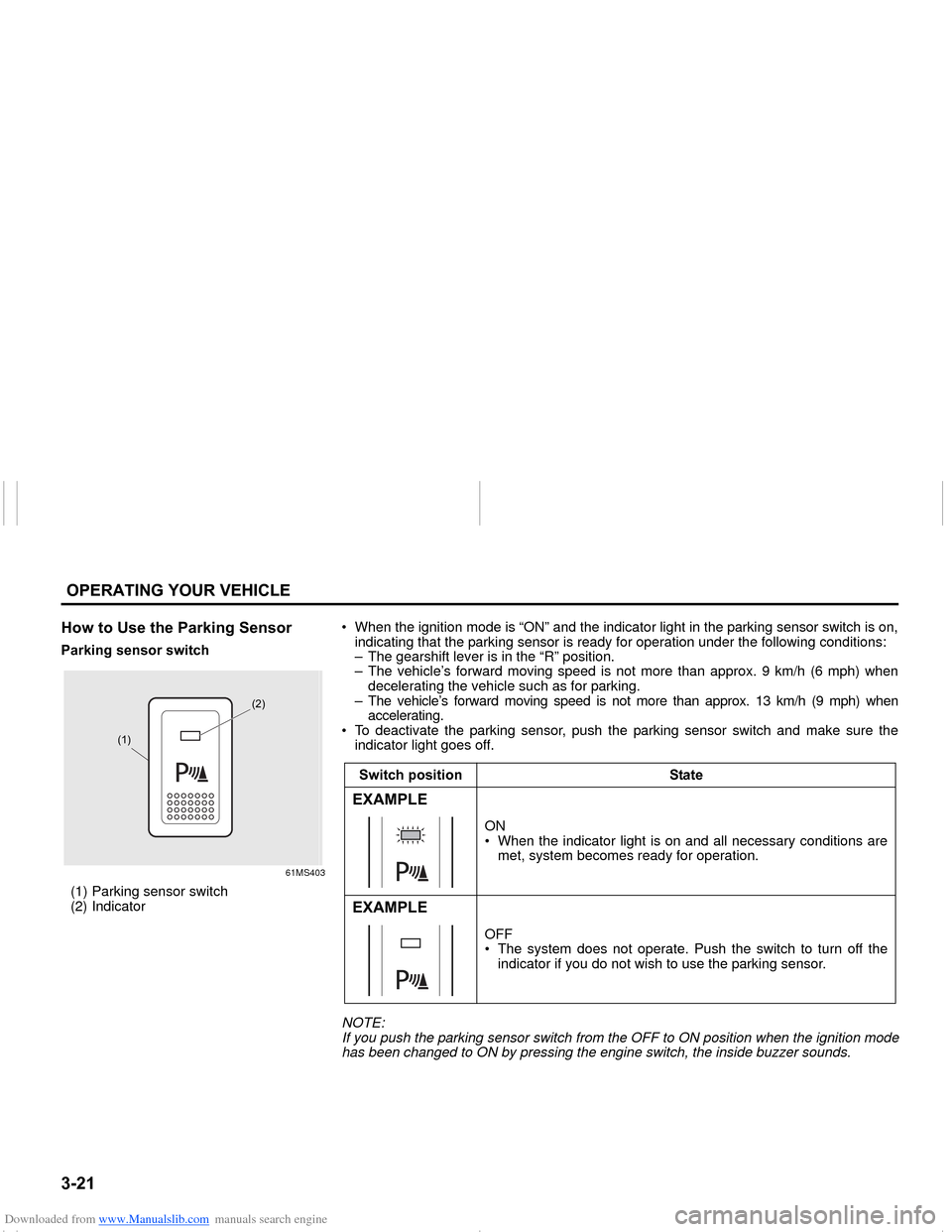 SUZUKI NEXA 2015 1.G Owners Manual Downloaded from www.Manualslib.com manuals search engine �����2�3�(�5�$�7�,�1�*��<�2�8�5��9�(�+�,�&�/�(
���0�6�����(
�+�R�Z��W�R��8�V�H��W�K�H��3�D�U�N�L�Q�J��6�H�Q�V�R�U�3�D�U�N�L�Q�