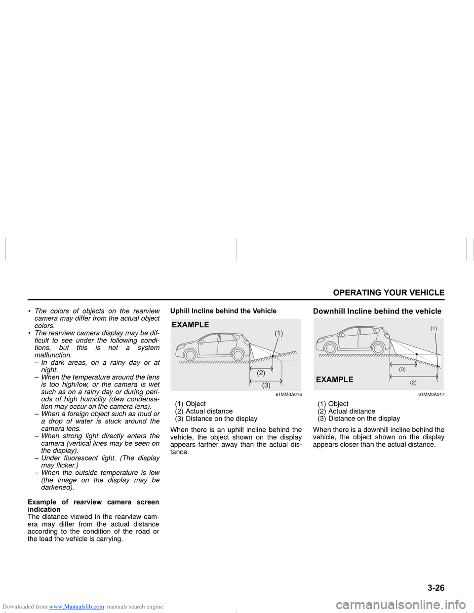 SUZUKI NEXA 2015 1.G Owners Manual Downloaded from www.Manualslib.com manuals search engine (1)
(1)
(3)
(2)
(3)
(2)
����
�2�3�(�5�$�7�,�1�*��<�2�8�5��9�(�+�,�&�/�(
���0�6�����(
• The colors of objects on the rearview
came