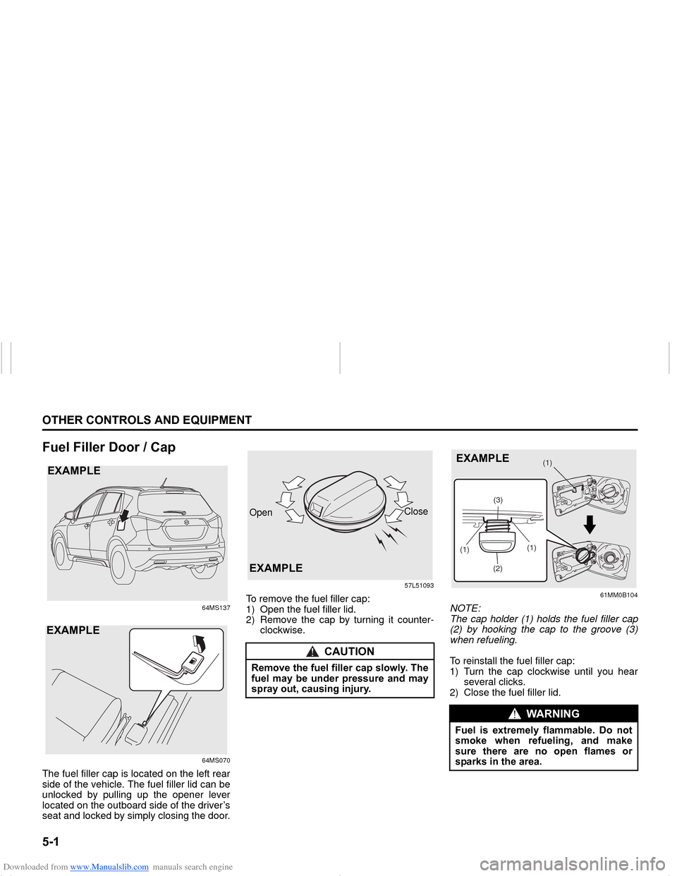 SUZUKI NEXA 2015 1.G Owners Manual Downloaded from www.Manualslib.com manuals search engine ����2�7�+�(�5��&�2�1�7�5�2�/�6��$�1���(�4�8�,�3�0�(�1�7
���0�6�����(
�)�X�H�O��)�L�O�O�H�U���R�R�U����&�D�S
64MS137
64MS070
