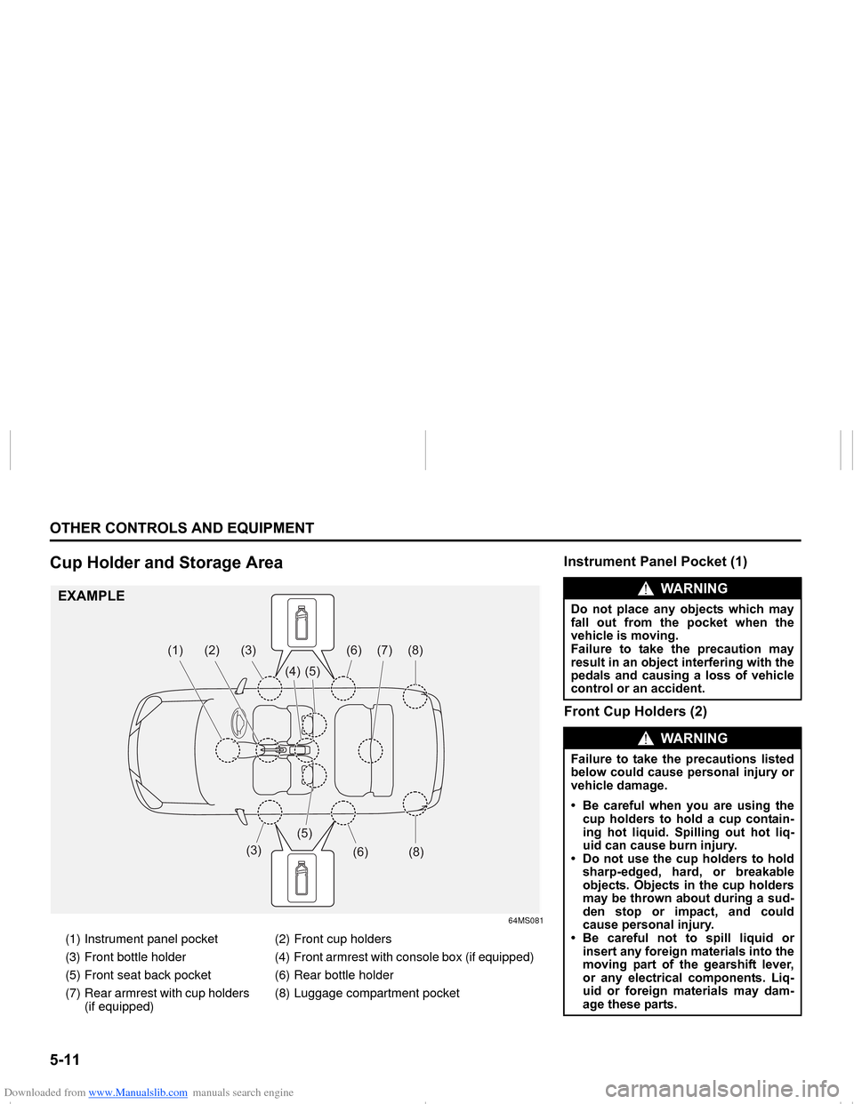 SUZUKI NEXA 2015 1.G Owners Manual Downloaded from www.Manualslib.com manuals search engine �����2�7�+�(�5��&�2�1�7�5�2�/�6��$�1���(�4�8�,�3�0�(�1�7
���0�6�����(
�&�X�S��+�R�O�G�H�U��D�Q�G��6�W�R�U�D�J�H��$�U�H�D
64MS