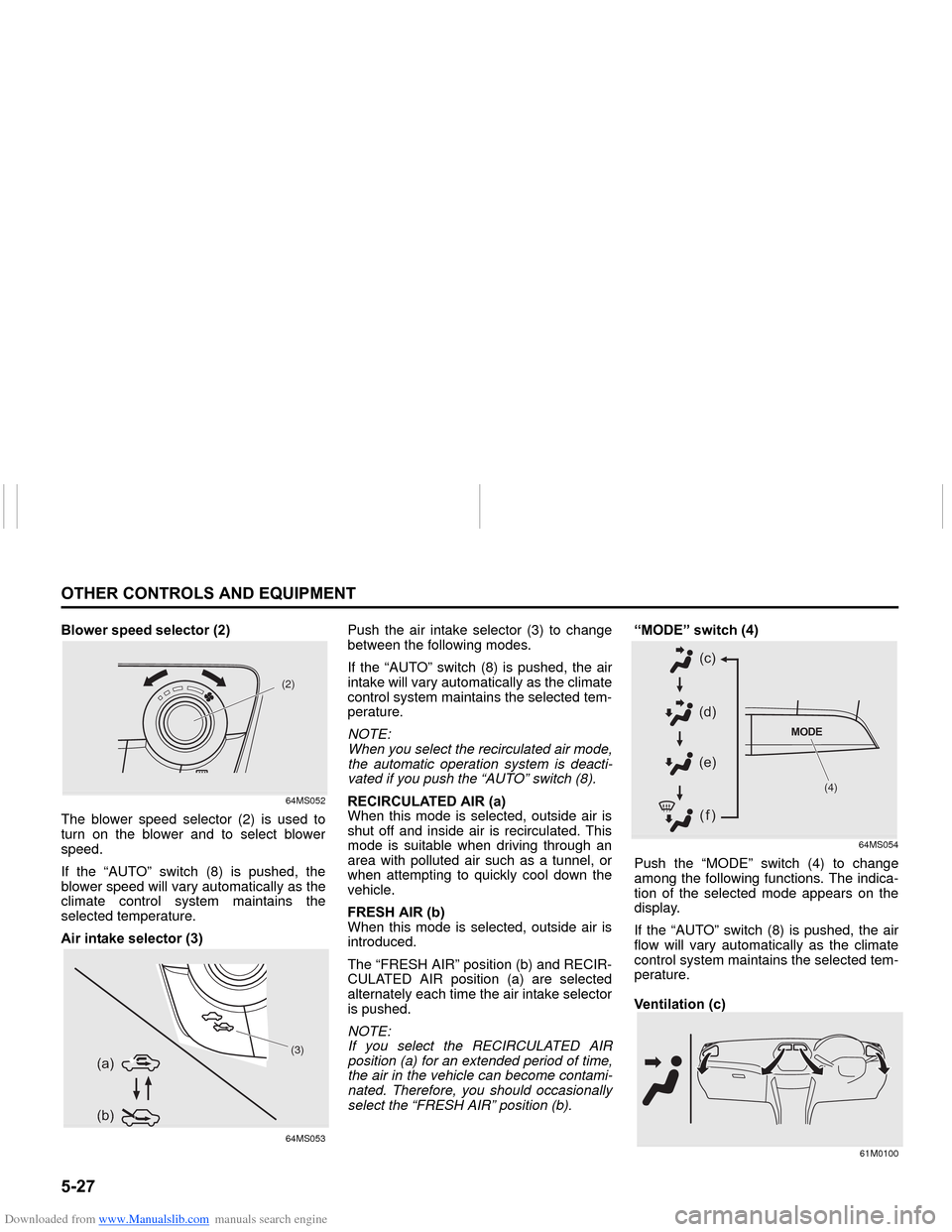 SUZUKI NEXA 2015 1.G Owners Manual Downloaded from www.Manualslib.com manuals search engine �����2�7�+�(�5��&�2�1�7�5�2�/�6��$�1���(�4�8�,�3�0�(�1�7
���0�6�����(
�%�O�R�Z�H�U��V�S�H�H�G��V�H�O�H�F�W�R�U����
64MS052
