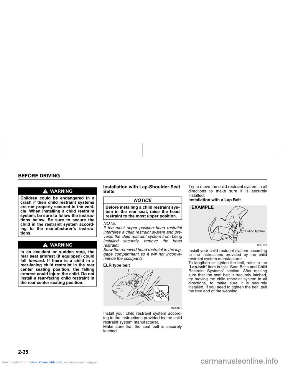 SUZUKI NEXA 2015 1.G Workshop Manual Downloaded from www.Manualslib.com manuals search engine �����%�(�)�2�5�(���5�,�9�,�1�*
���0�6�����(
�,�Q�V�W�D�O�O�D�W�L�R�Q��Z�L�W�K��/�D�S��6�K�R�X�O�G�H�U��6�H�D�W�
�%�H�O�W�VNOTE