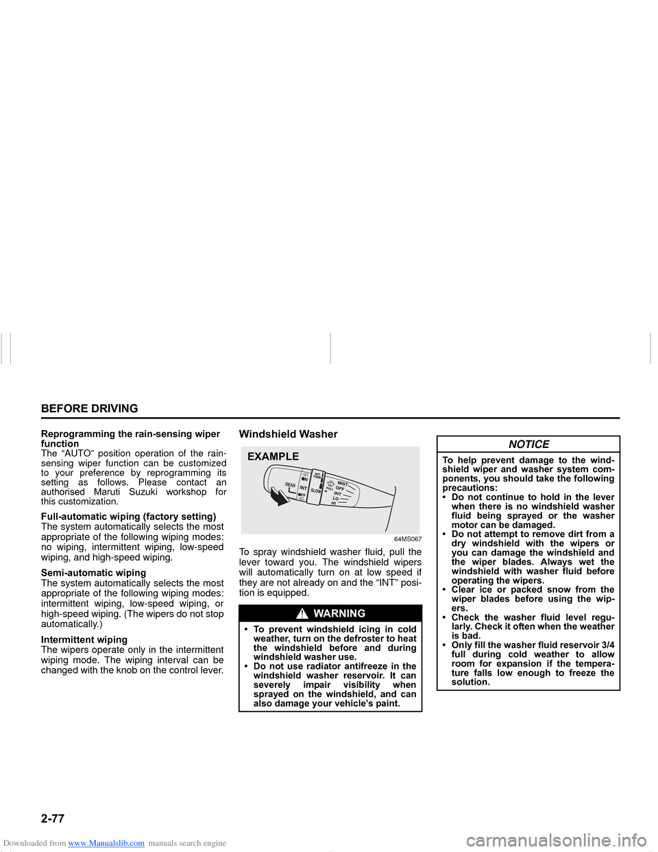 SUZUKI NEXA 2015 1.G Owners Manual Downloaded from www.Manualslib.com manuals search engine �����%�(�)�2�5�(���5�,�9�,�1�*
���0�6�����(
�5�H�S�U�R�J�U�D�P�P�L�Q�J��W�K�H��U�D�L�Q��V�H�Q�V�L�Q�J��Z�L�S�H�U�
�I�X�Q�F�W�L