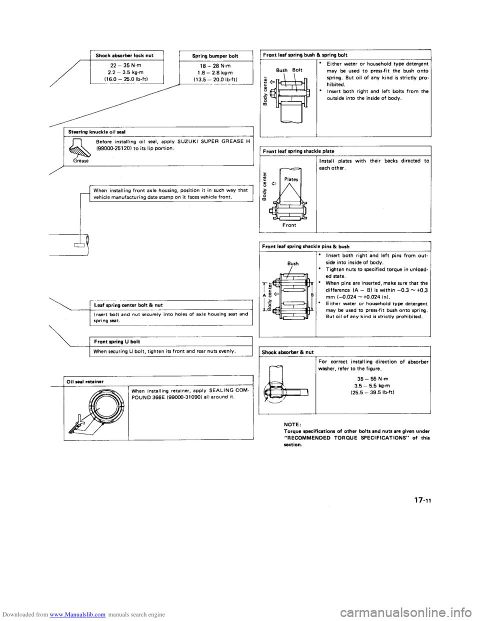 SUZUKI SAMURAI 1991 2.G 2WD Supplementary Service Owners Guide Downloaded from www.Manualslib.com manuals search engine SUZUKI SAMURAI 1991 2.G 2WD Supplementary Service Owners Guide Downloaded from www.Manualslib.com manuals search engine