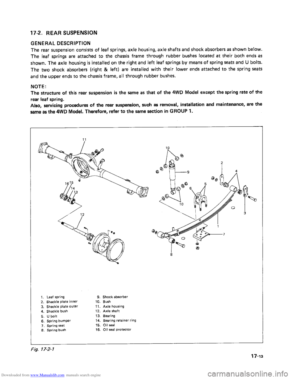 SUZUKI SAMURAI 1991 2.G 2WD Supplementary Service Owners Guide Downloaded from www.Manualslib.com manuals search engine    