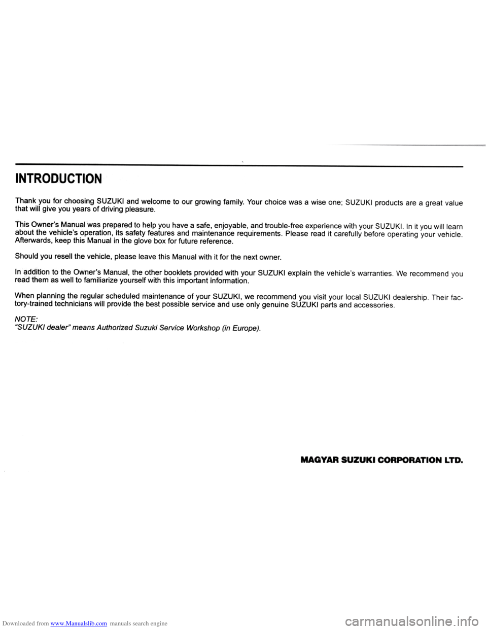 SUZUKI SPLASH 2005 1.G Owners Manual Downloaded from www.Manualslib.com manuals search engine SUZUKI SPLASH 2005 1.G Owners Manual Downloaded from www.Manualslib.com manuals search engine