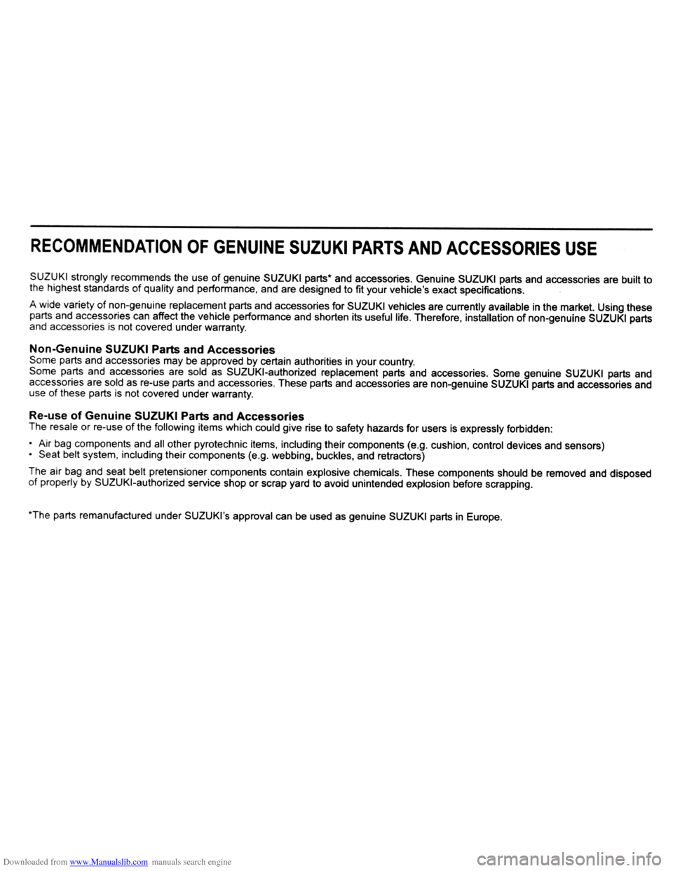SUZUKI SPLASH 2005 1.G Owners Manual Downloaded from www.Manualslib.com manuals search engine SUZUKI SPLASH 2005 1.G Owners Manual Downloaded from www.Manualslib.com manuals search engine