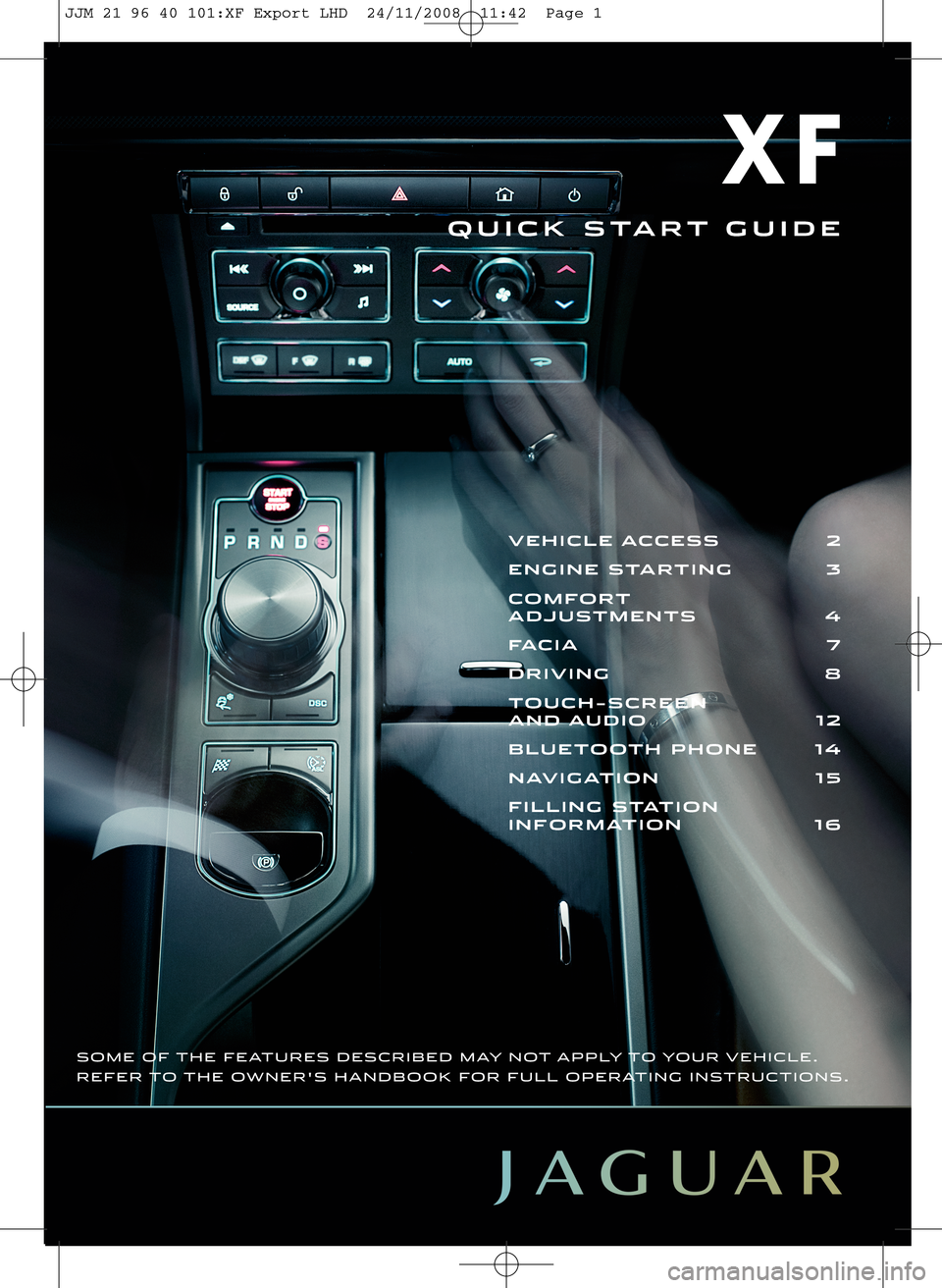JAGUAR XF 2010 1.G Quick Start Guide 