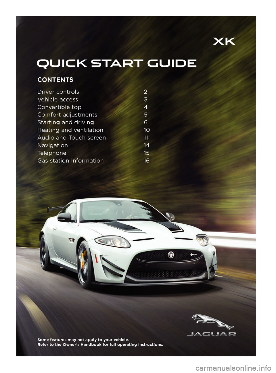 JAGUAR XK 2015 1.G Quick Start Guide 