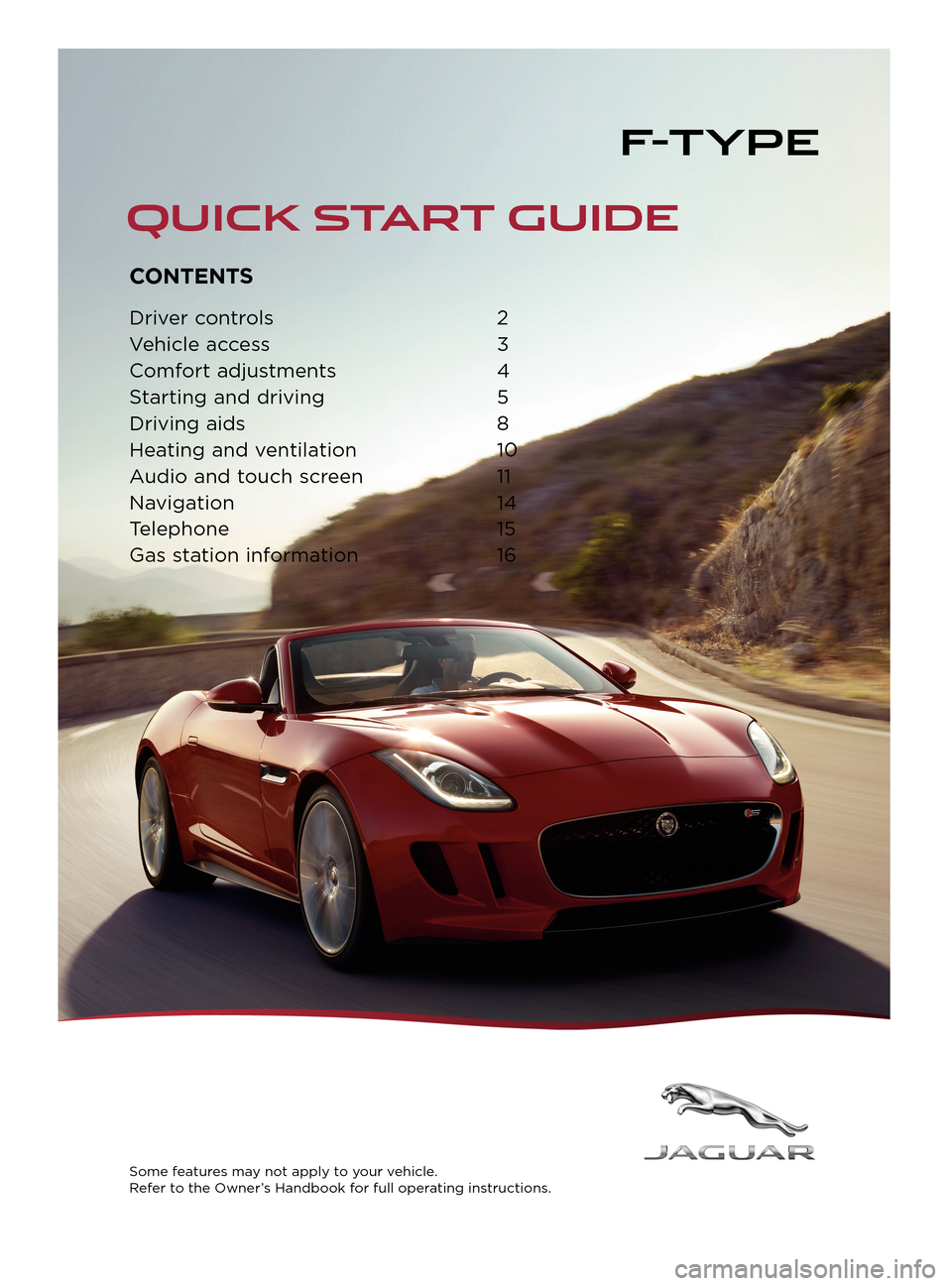 JAGUAR F TYPE 2014 1.G Quick Start Guide 