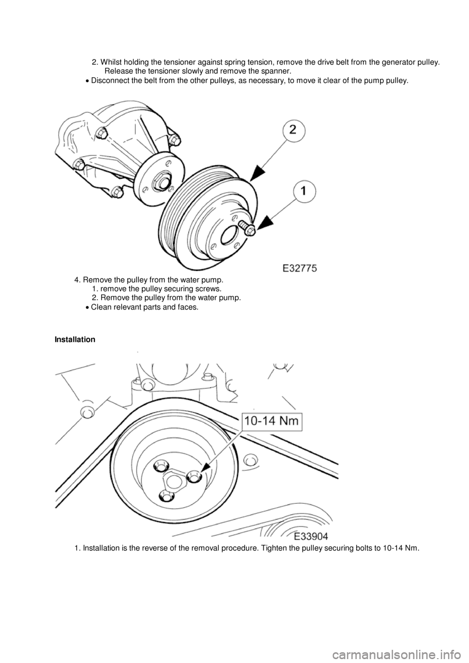 JAGUAR X308 1998 2.G Owners Manual 2.
Whilst holding the tensioner against spring tension, remove the drive belt from the generator pulley.
Release the tensioner slowly and remove the spanner.
Disconnect the belt from the othe JAGUAR X308 1998 2.G Owners Manual 2.
Whilst holding the tensioner against spring tension, remove the drive belt from the generator pulley.
Release the tensioner slowly and remove the spanner.
Disconnect the belt from the othe