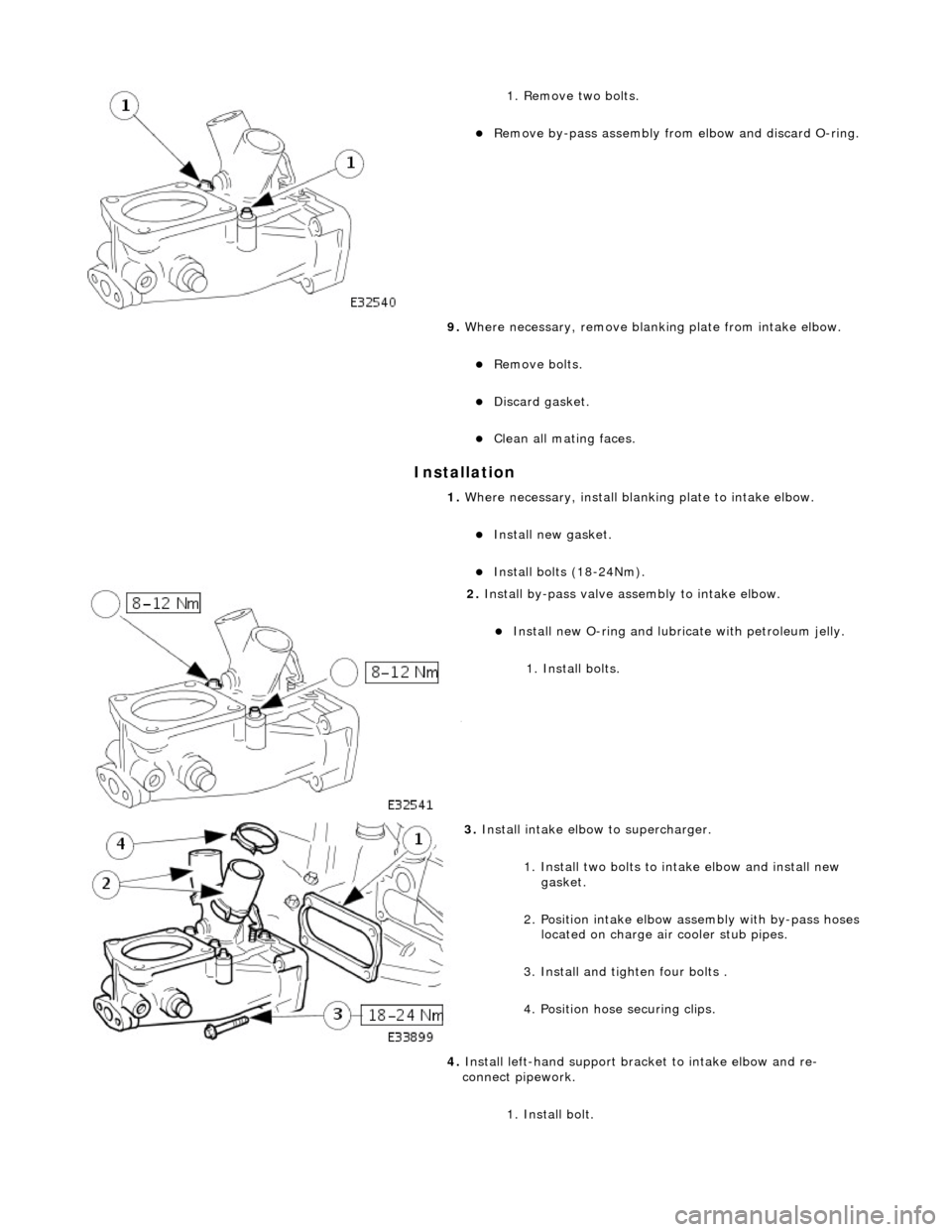 JAGUAR X308 1998 2.G Repair Manual I
nstallation
1.
Remove two bolts.
Re
move by-pass assembly from
elbow and discard O-ring.
9. Where necessary, remove blanki ng plate from intake elbow.
Re
move bolts.
Di
scar JAGUAR X308 1998 2.G Repair Manual I
nstallation
1.
Remove two bolts.
Re
move by-pass assembly from
elbow and discard O-ring.
9. Where necessary, remove blanki ng plate from intake elbow.
Re
move bolts.
Di
scar