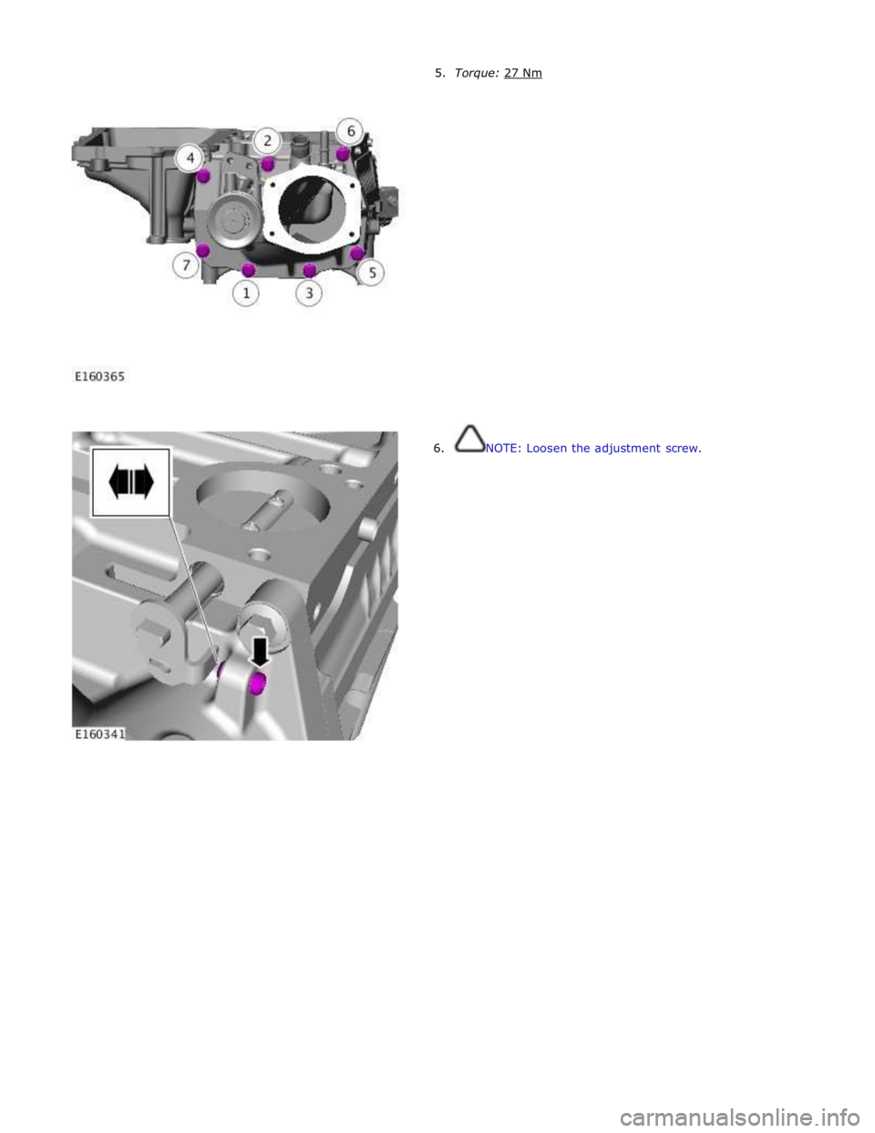 JAGUAR XFR 2010 1.G Workshop Manual 6.  NOTE: Loosen the adjustment screw.  