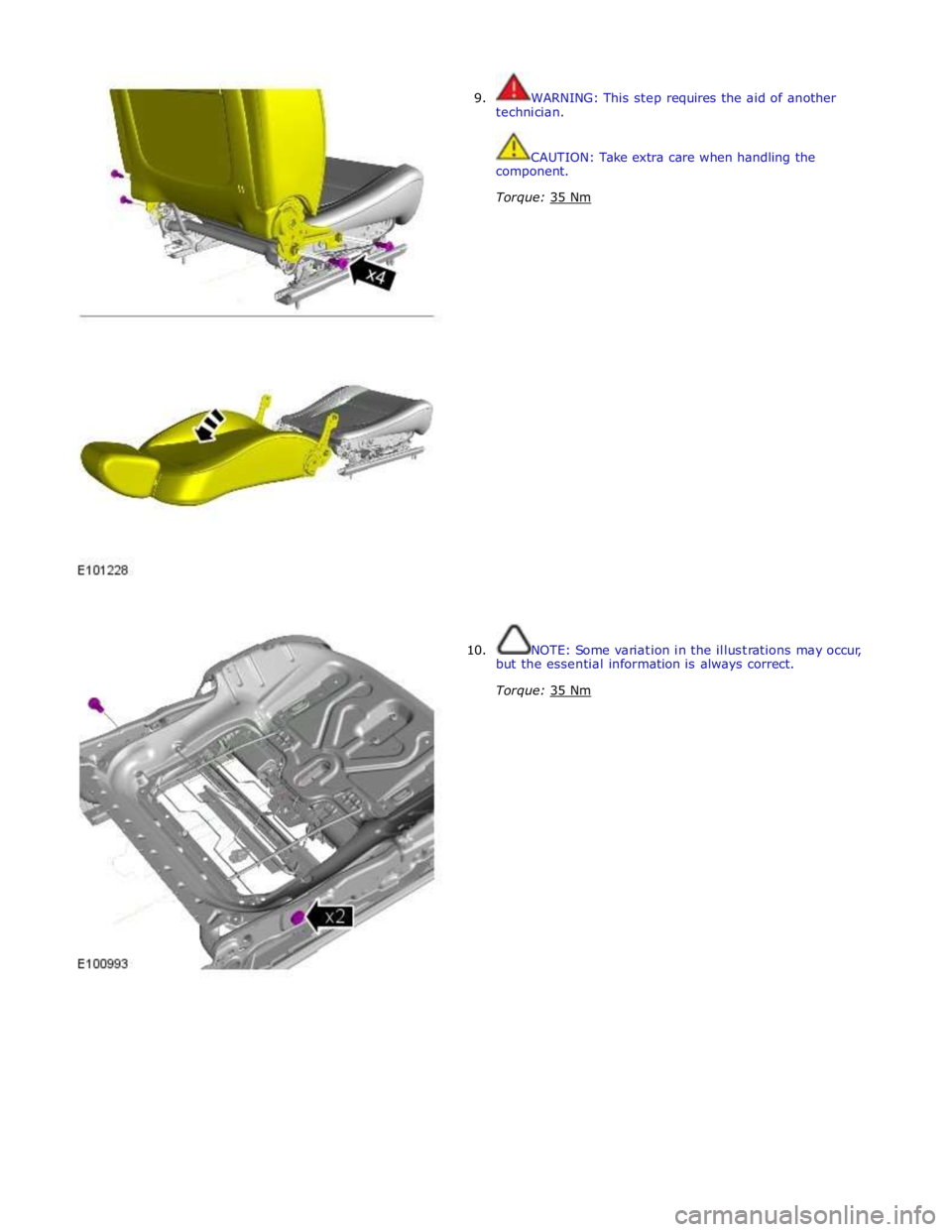 JAGUAR XFR 2010 1.G Workshop Manual
9.
10. WARNING: This step requires the aid of another
technician.
CAUTION: Take extra care when handling the
component. JAGUAR XFR 2010 1.G Workshop Manual
9.
10. WARNING: This step requires the aid of another
technician.
CAUTION: Take extra care when handling the
component.