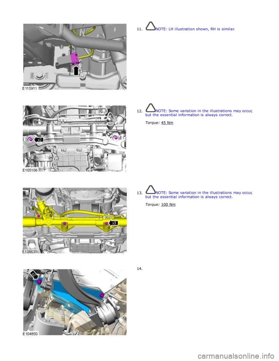 JAGUAR XFR 2010 1.G User Guide  
11. 
 
 
 
 
 
 
 
 
 
 
 
 
 
 
 
 
      12. 
      13. 
14. NOTE: LH illustration shown, RH is similar. 
 
 
 
 
 
 
 
 
 
 
 
 
 
 
 
 
 
NOTE: Some variation in the illustrations may occur, 
bu