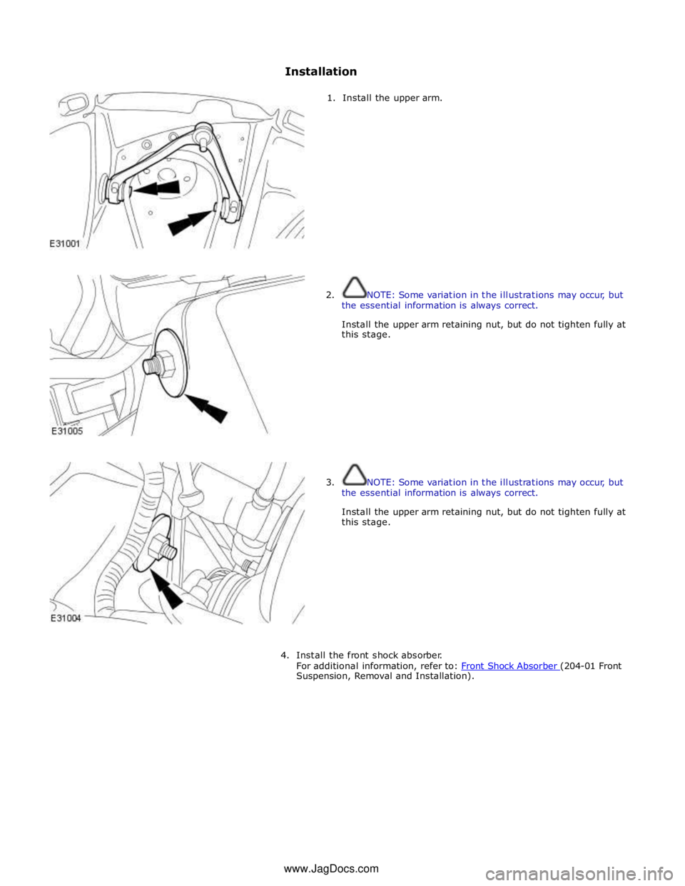 JAGUAR XFR 2010 1.G Workshop Manual Suspension, Removal and Installation). www.JagDocs.com 