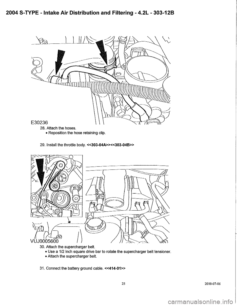 JAGUAR S TYPE 2005 1.G Supercharger Removal And Instalation Manual 