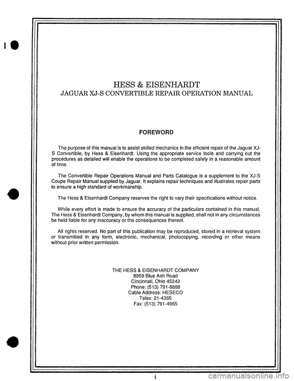JAGUAR XJS 1978 1.G Workshop Manual JAGUAR XJS 1978 1.G Workshop Manual