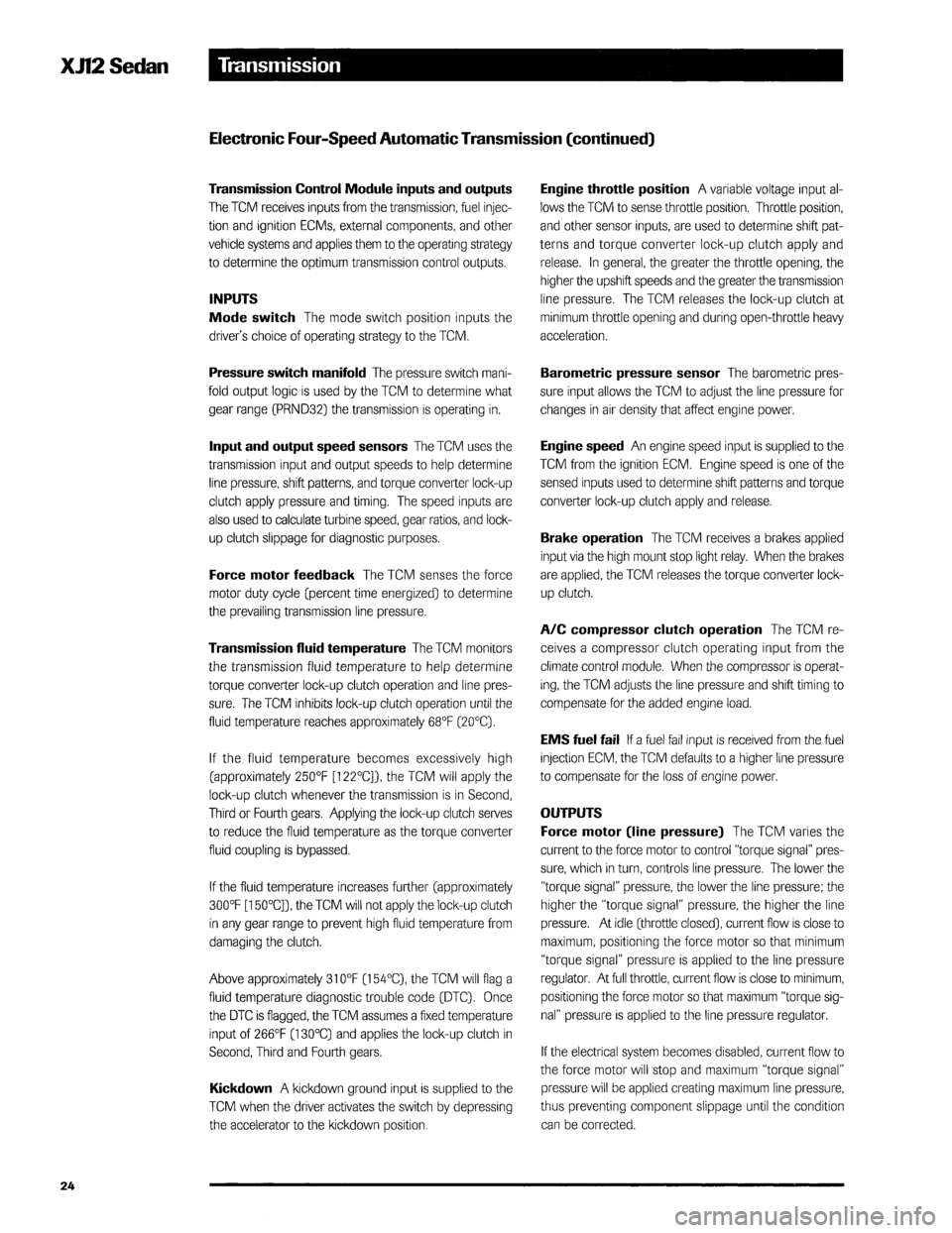 JAGUAR XJ12 1994 2.G Technical Information Manual JAGUAR XJ12 1994 2.G Technical Information Manual