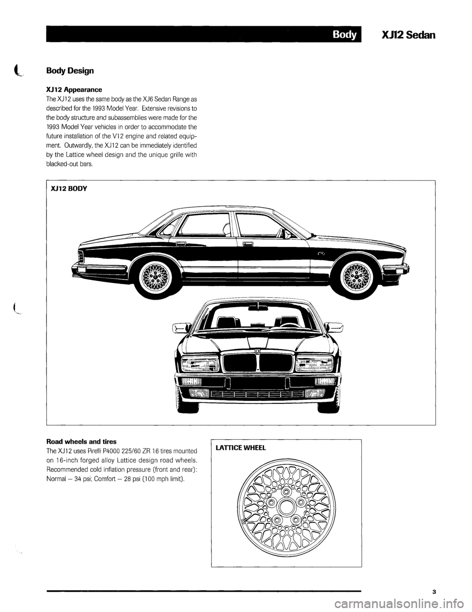 JAGUAR XJ12 1994 2.G Technical Information Manual 