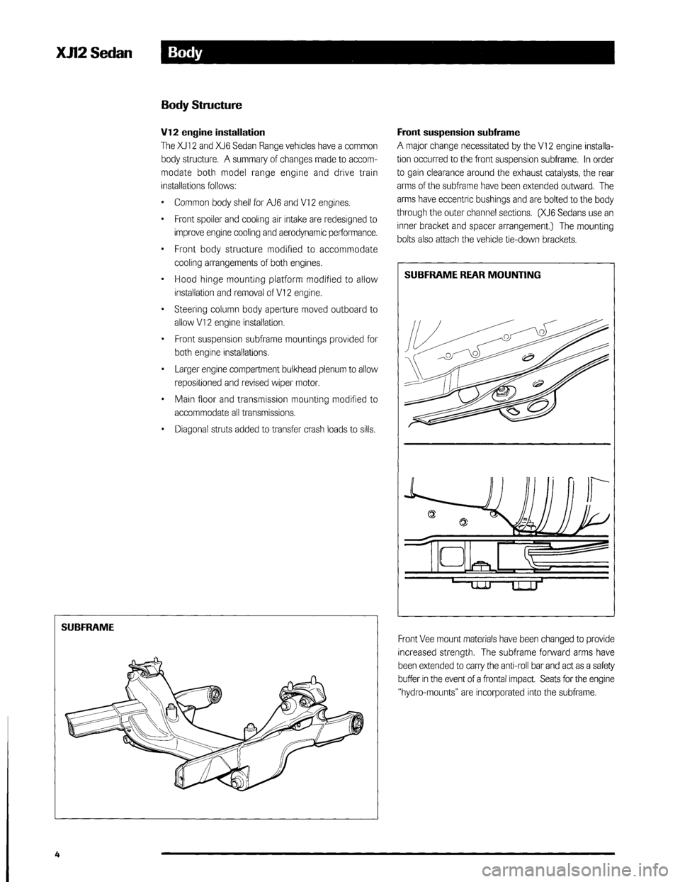 JAGUAR XJ12 1994 2.G Technical Information Manual 