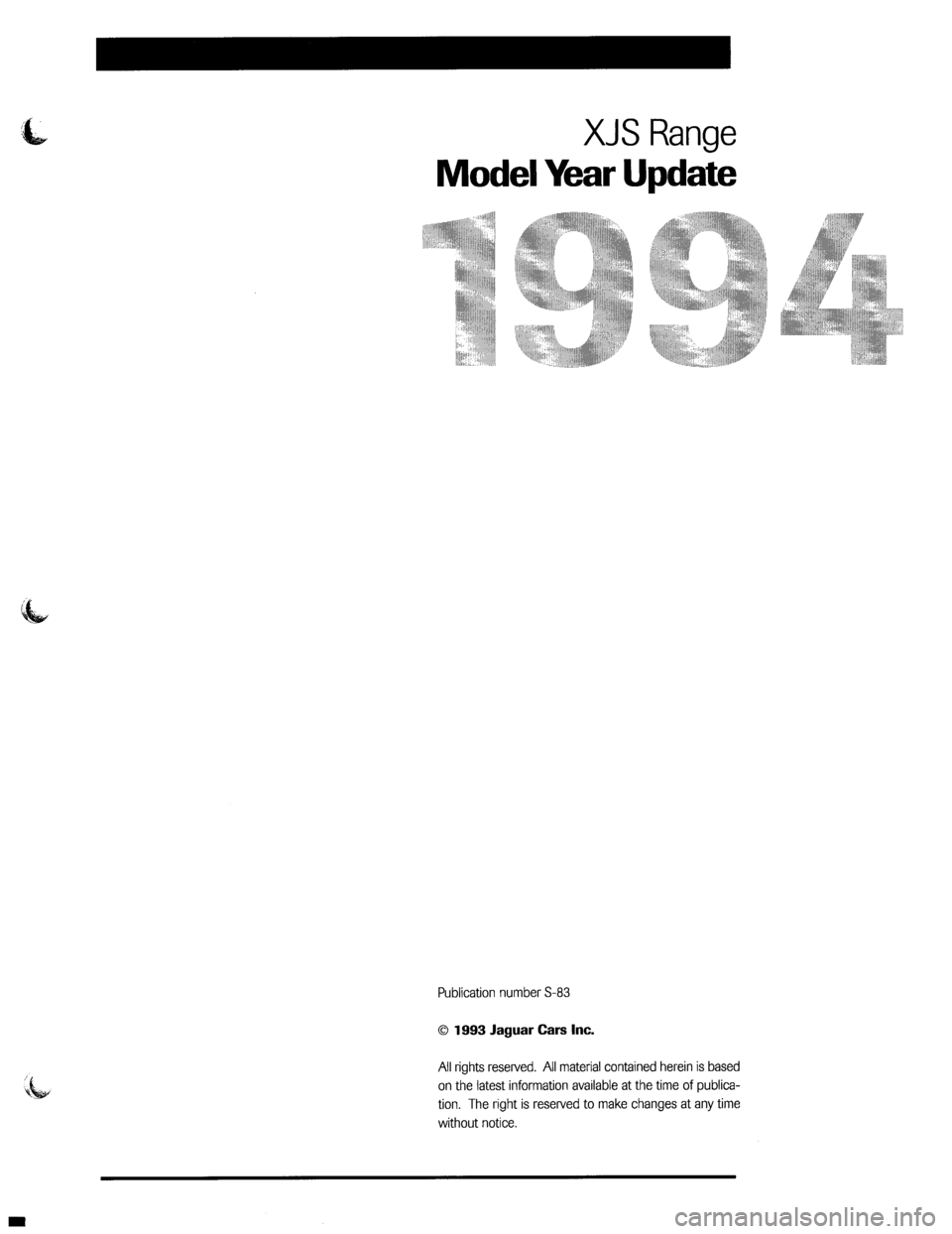 JAGUAR XJS 1994 2.G Update Manual 