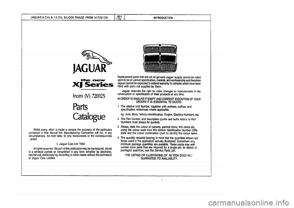 JAGUAR XJ 1994 2.G Parts Catalogue 1 JAGUAR XJ 1994 2.G Parts Catalogue 1