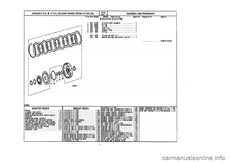 JAGUAR XJ 1994 2.G Parts Catalogue 1 