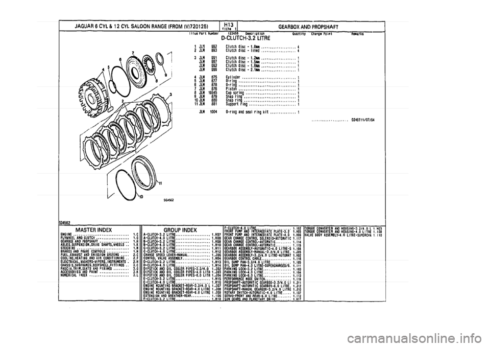 JAGUAR XJ 1994 2.G Parts Catalogue 1 