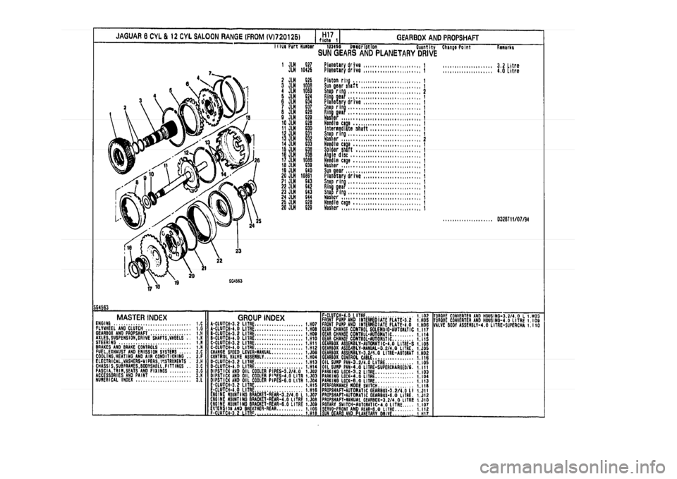 JAGUAR XJ 1994 2.G Parts Catalogue 1 