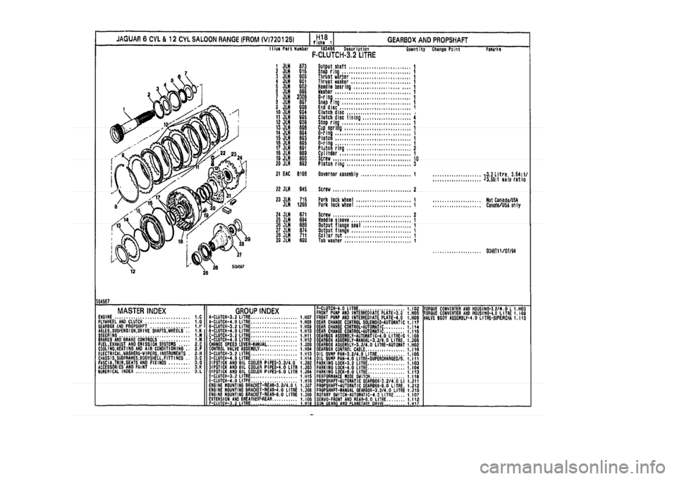 JAGUAR XJ 1994 2.G Parts Catalogue 1 