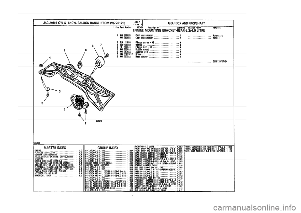 JAGUAR XJ 1994 2.G Parts Catalogue 1 JAGUAR XJ 1994 2.G Parts Catalogue 1