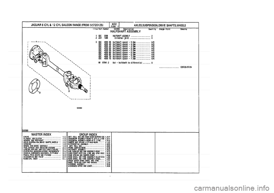 JAGUAR XJ 1994 2.G Parts Catalogue 1 