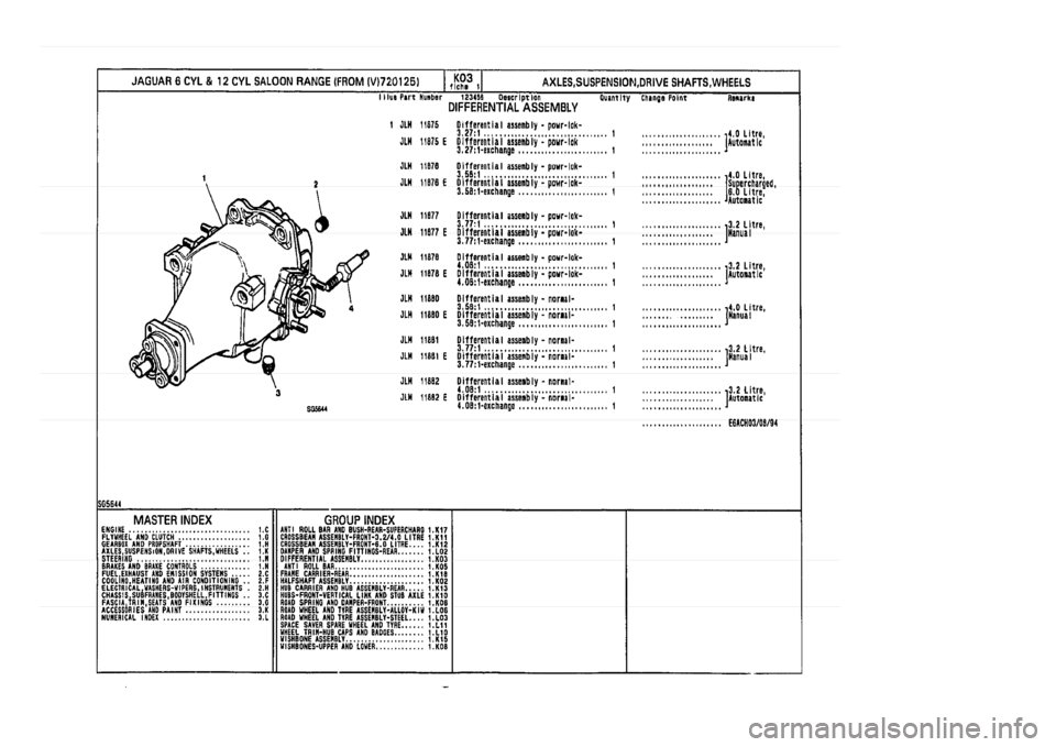 JAGUAR XJ 1994 2.G Parts Catalogue 1 