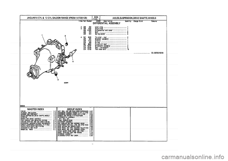 JAGUAR XJ 1994 2.G Parts Catalogue 1 