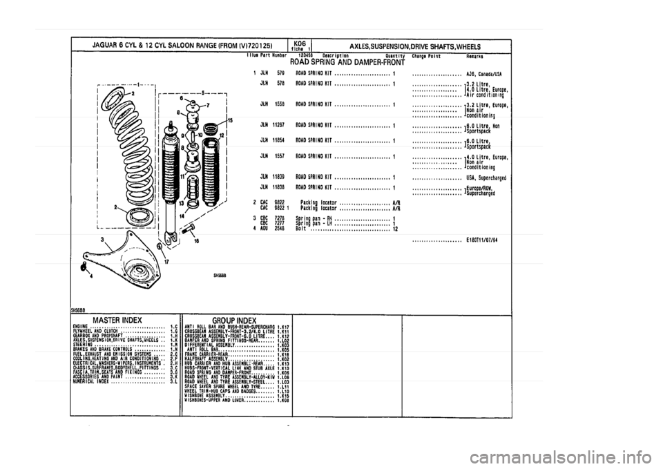 JAGUAR XJ 1994 2.G Parts Catalogue 1 