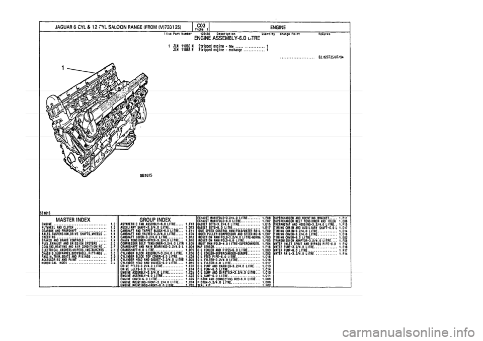 JAGUAR XJ 1994 2.G Parts Catalogue 1 