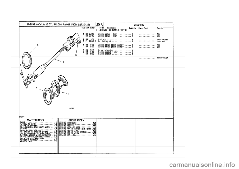JAGUAR XJ 1994 2.G Parts Catalogue 1 JAGUAR XJ 1994 2.G Parts Catalogue 1