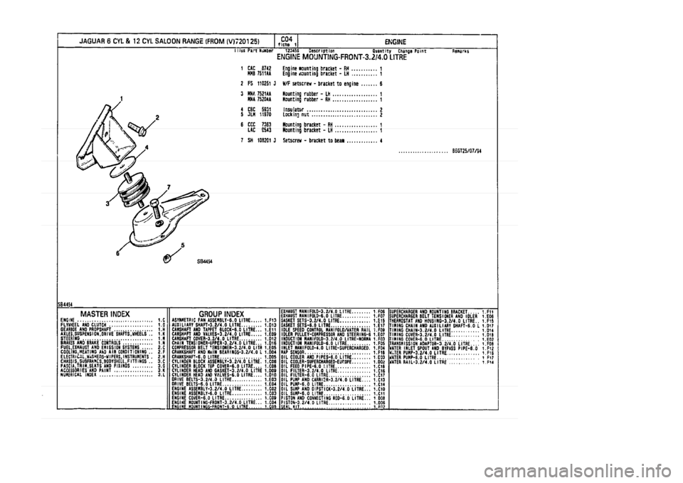 JAGUAR XJ 1994 2.G Parts Catalogue 1 