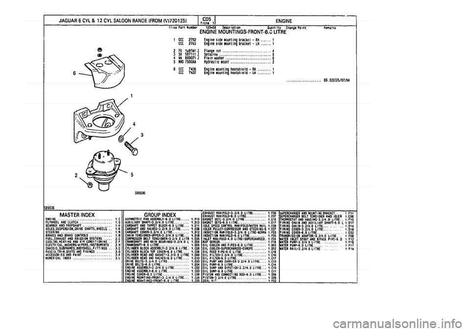 JAGUAR XJ 1994 2.G Parts Catalogue 1 