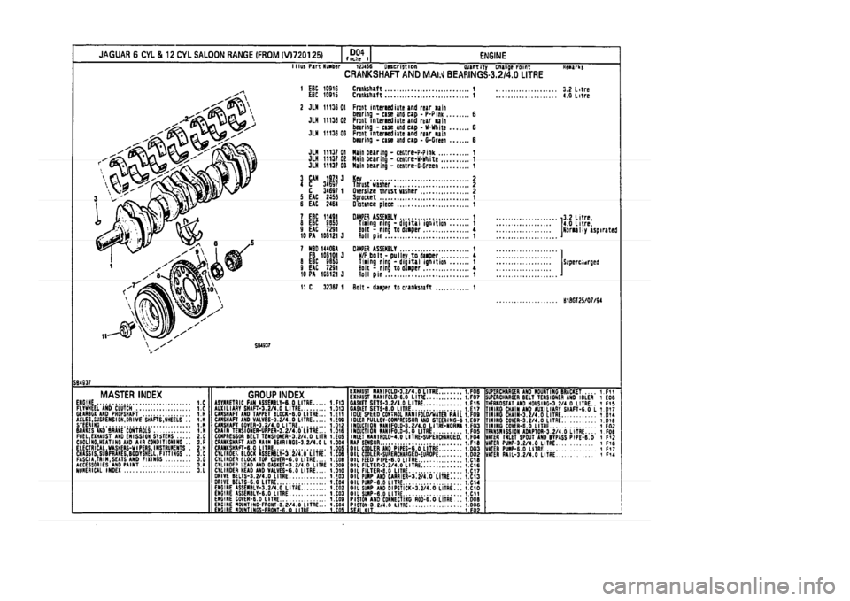 JAGUAR XJ 1994 2.G Parts Catalogue 1 