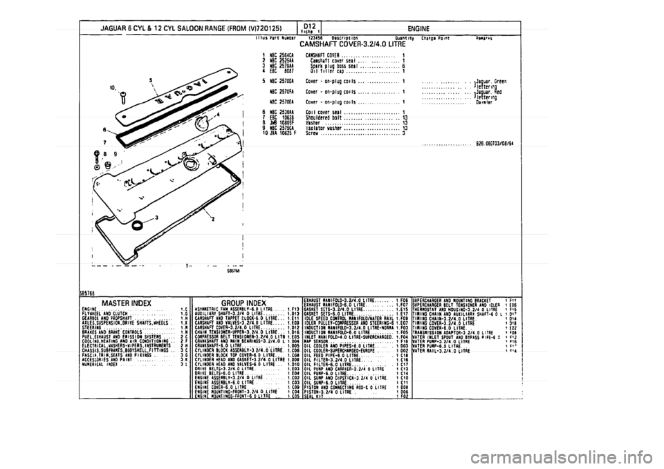 JAGUAR XJ 1994 2.G Parts Catalogue 1 