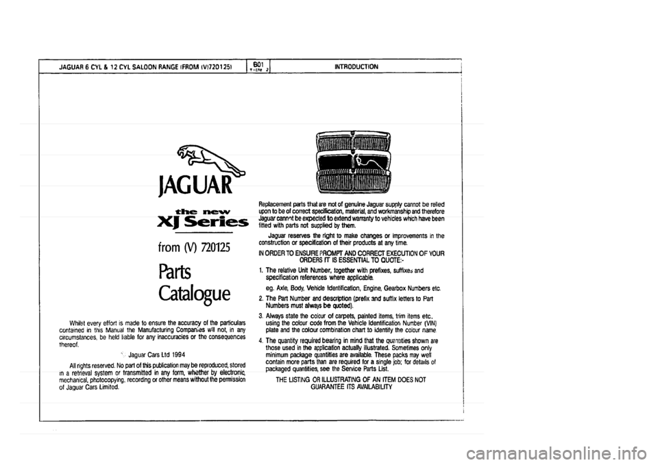 JAGUAR XJ 1994 2.G Parts Catalogue 2 